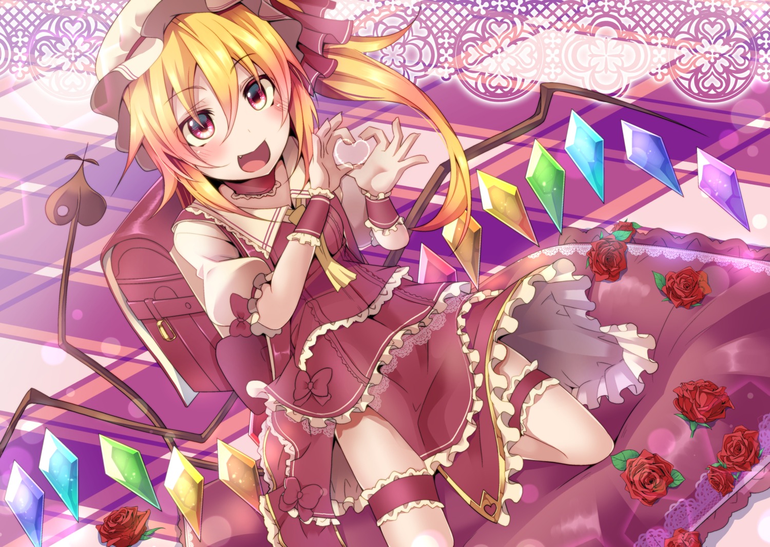 flandre_scarlet garter rando_seru tail touhou wings