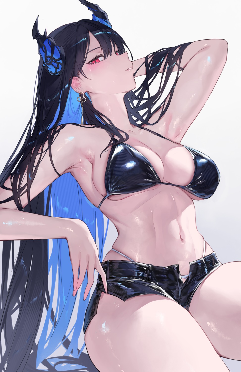 bikini hololive hololive_english horns nerissa_ravencroft qiandaiyiyu swimsuits