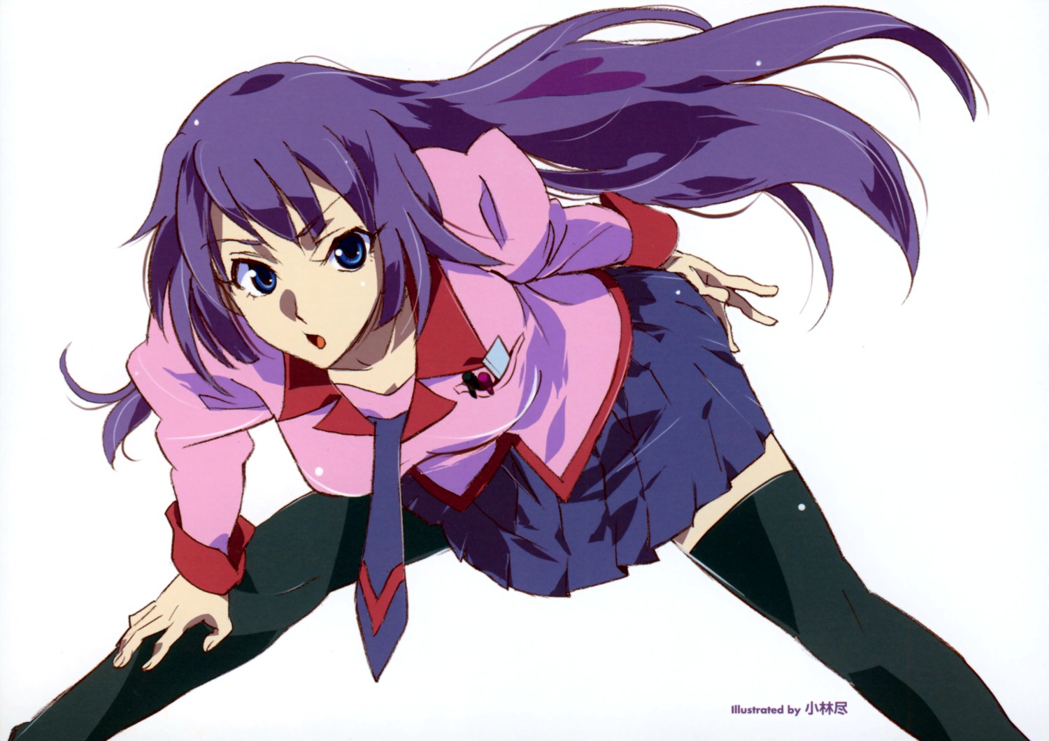 bakemonogatari kobayashi_jin monogatari_(series) seifuku senjougahara_hitagi thighhighs