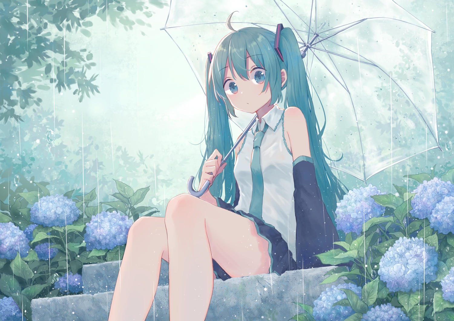 hatsune_miku mimengfeixue umbrella vocaloid