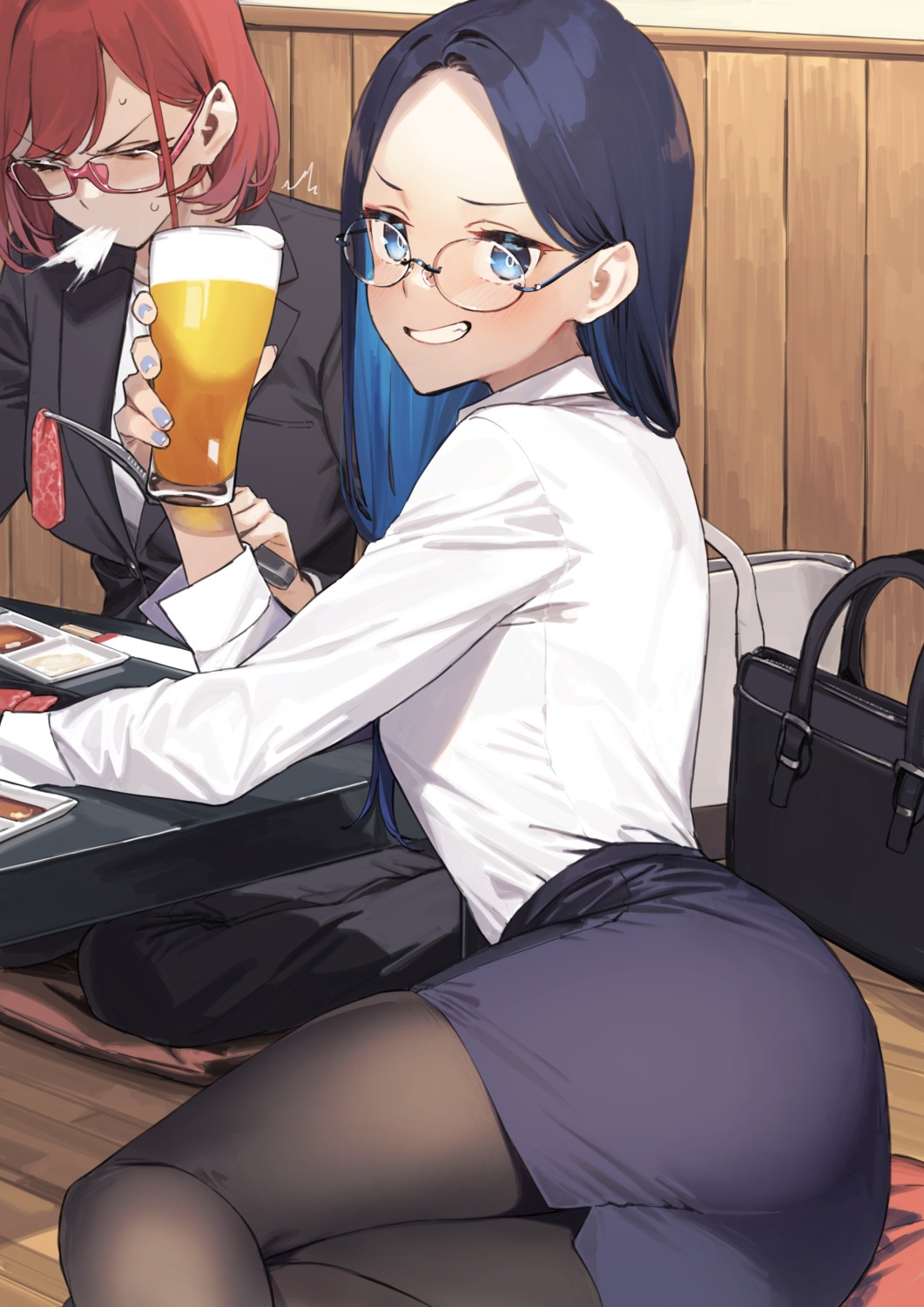 92m ass business_suit dress_shirt megane pantyhose