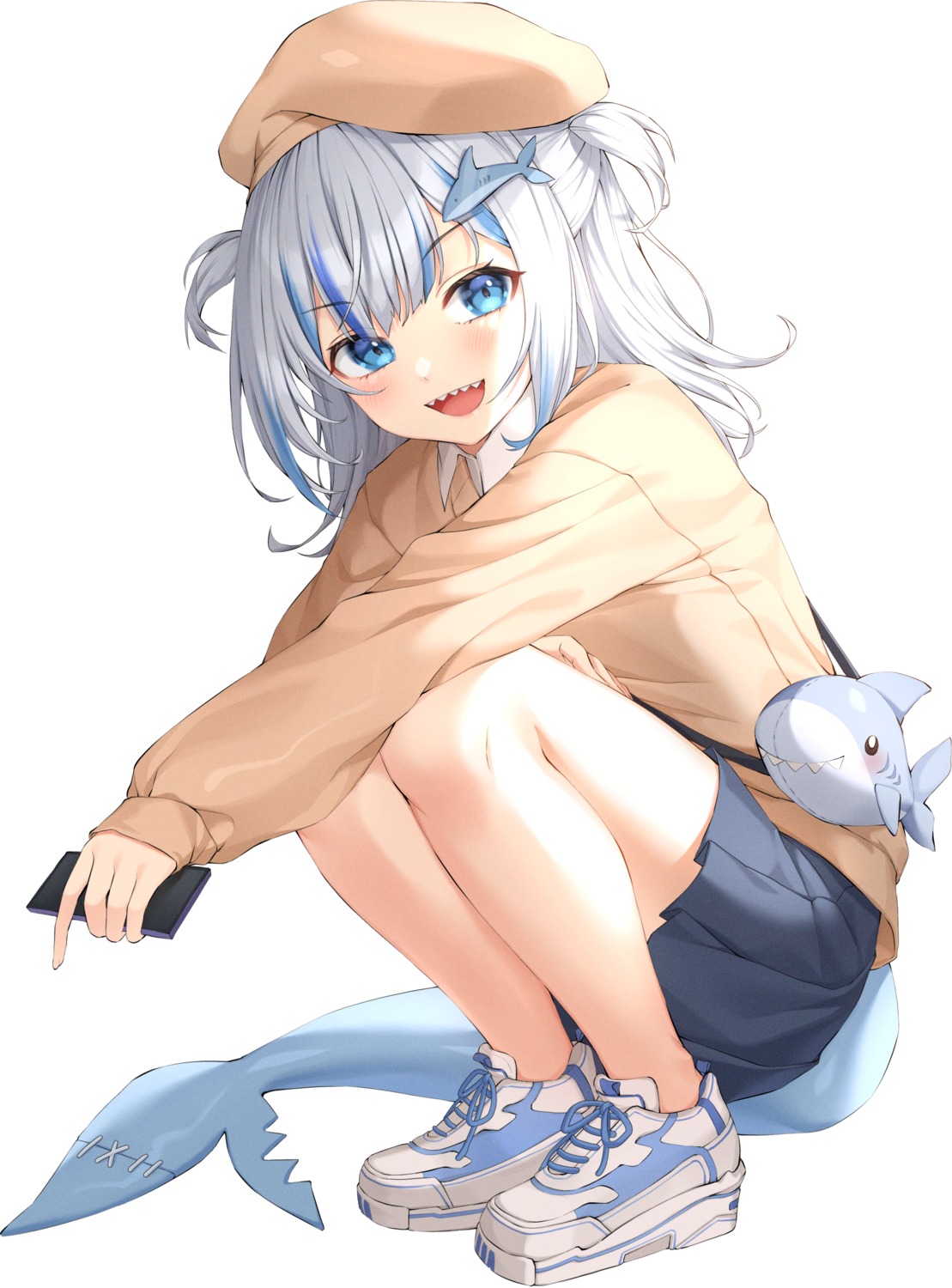 gawr_gura hololive hololive_english skirt_lift tail xiho_(xi_ho_)