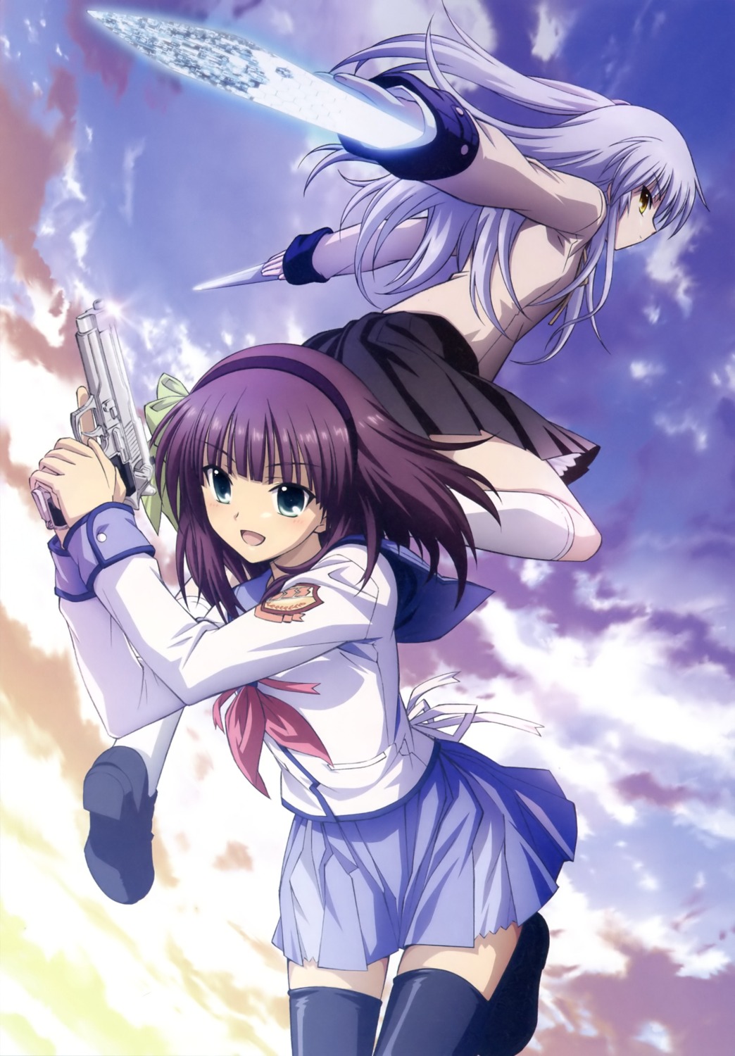 angel_beats! gun hirata_katsuzou seifuku tenshi thighhighs yurippe