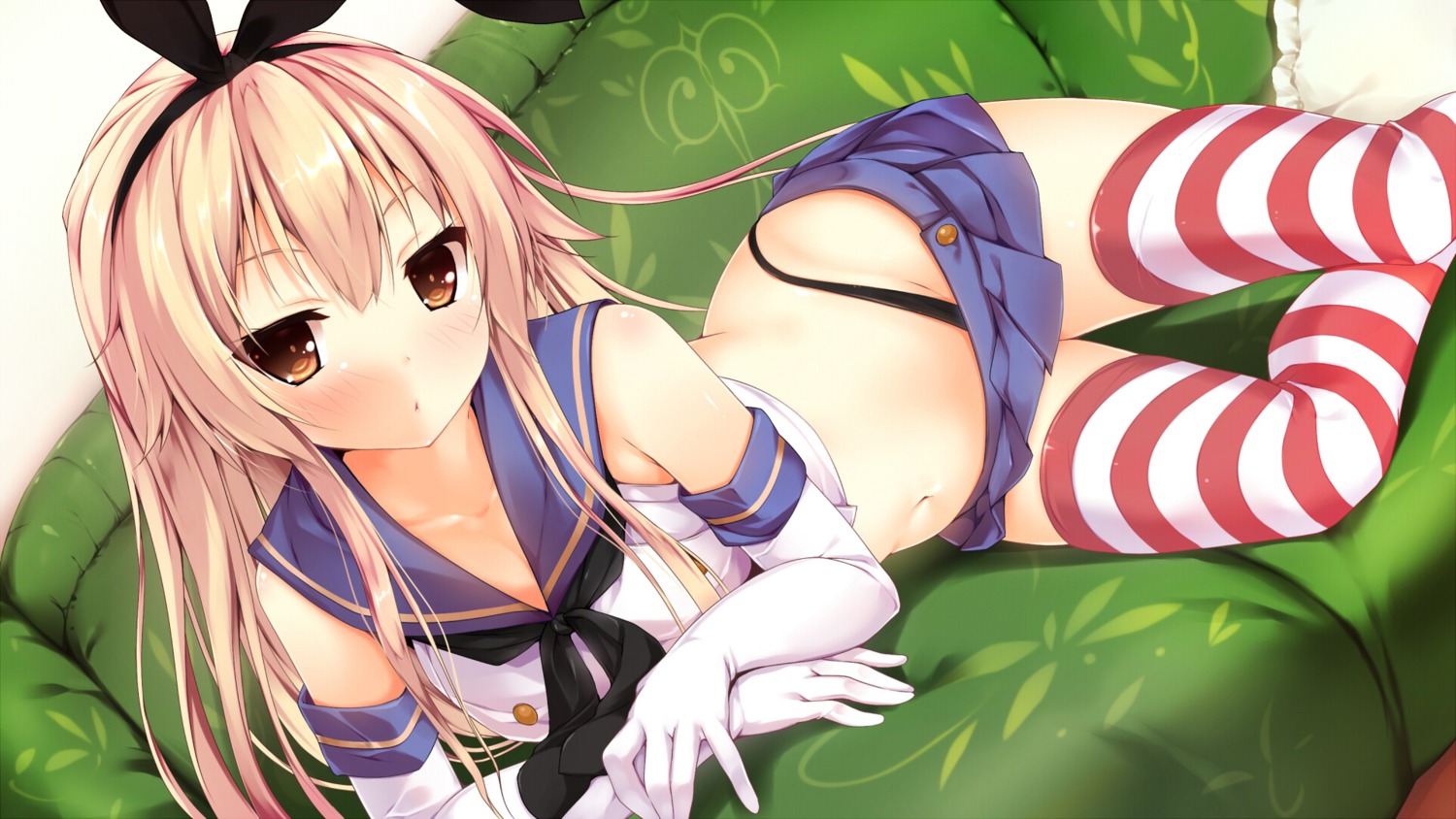 kantai_collection niro pantsu shimakaze_(kancolle) thighhighs wallpaper