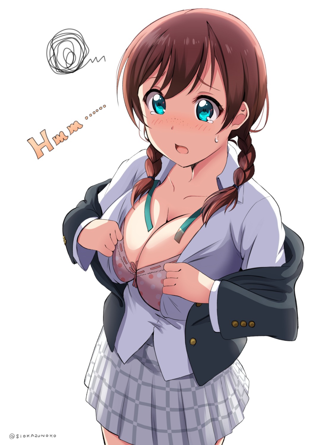 bra cleavage emma_verde love_live!_nijigasaki_high_school_idol_club love_live!_school_idol_festival_all_stars open_shirt seifuku shiokazunoko undressing