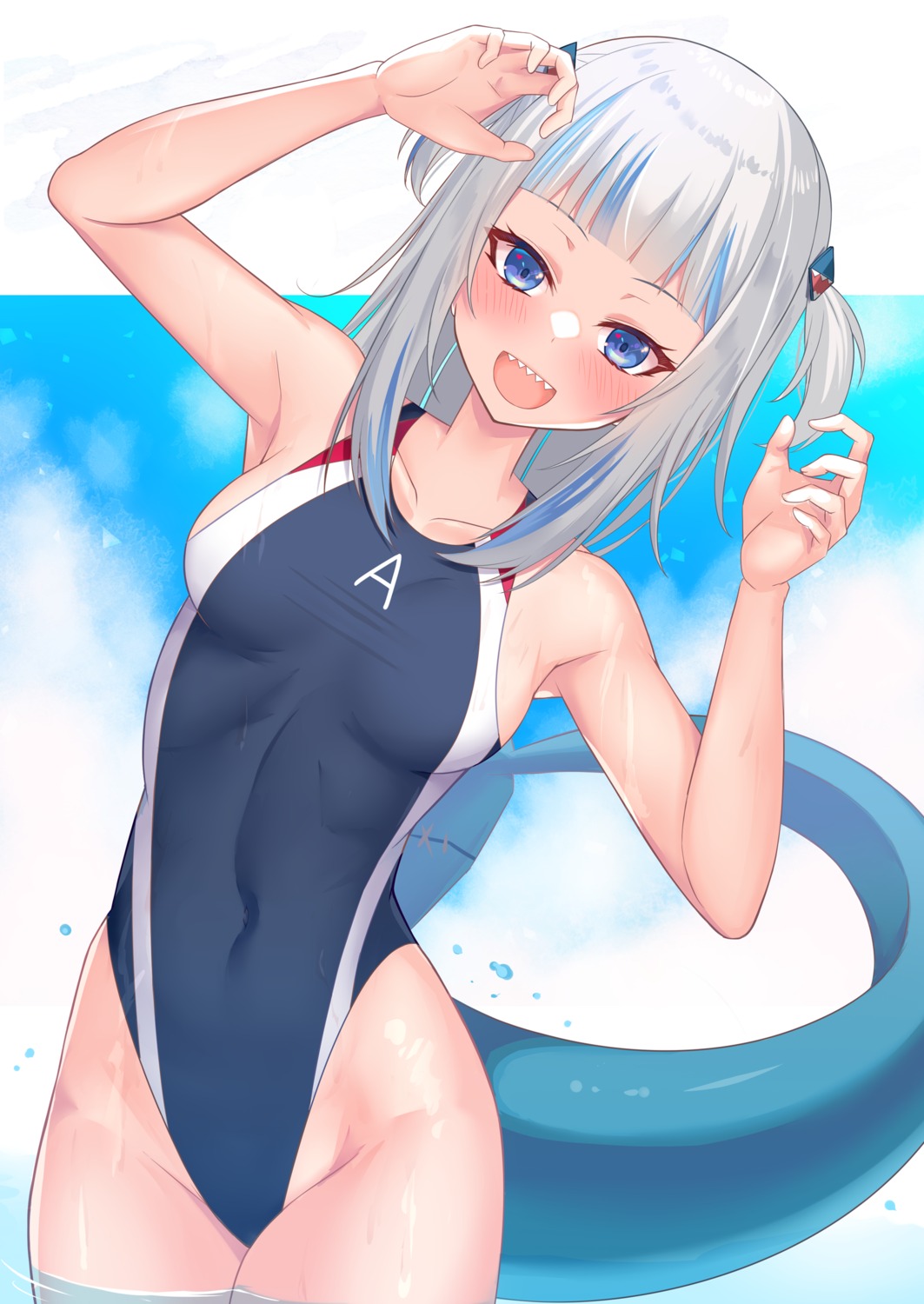 gawr_gura hololive hololive_english swimsuits tagme tail wet