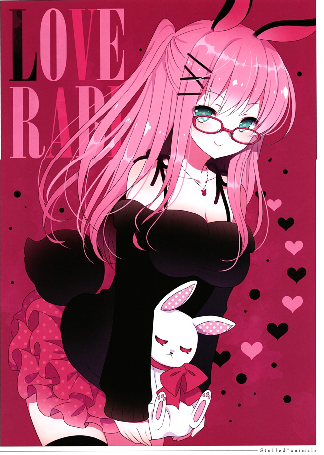 animal_ears bunny_ears cleavage megane tagme tail thighhighs