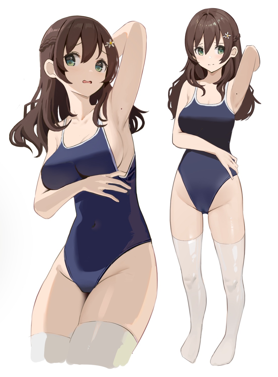 breast_hold cameltoe ryu_(leon_esoragotonooto) school_swimsuit swimsuits thighhighs