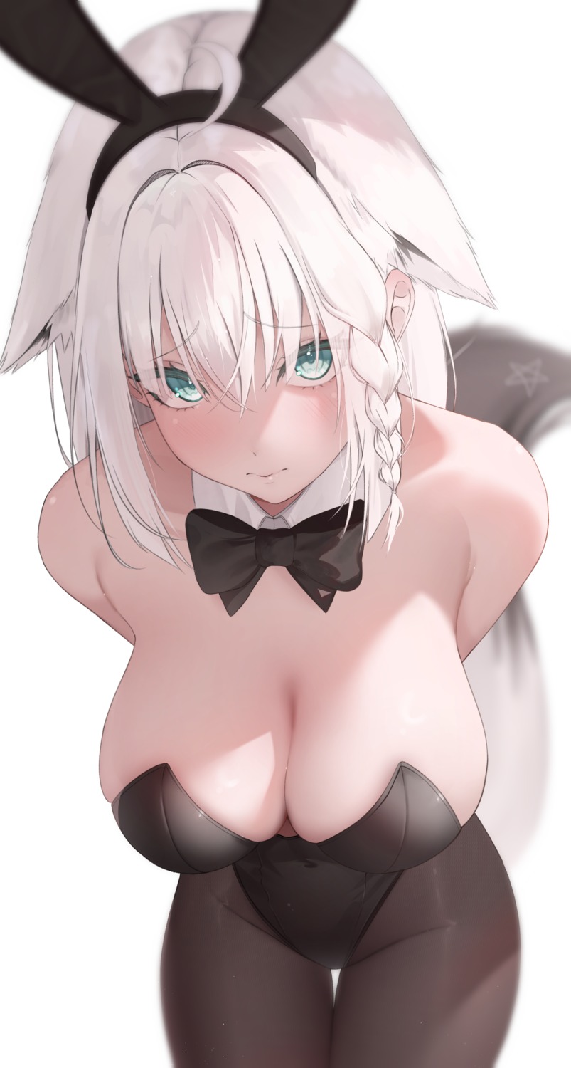 animal_ears bunny_ears bunny_girl hololive hololive_gamers kitsune no_bra pantyhose prab shirakami_fubuki tail