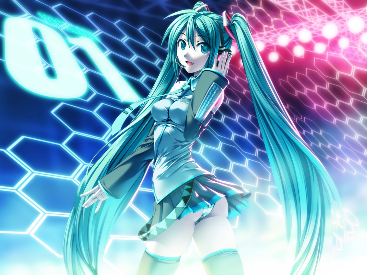 hatsune_miku pantsu rezi shimapan vocaloid wallpaper