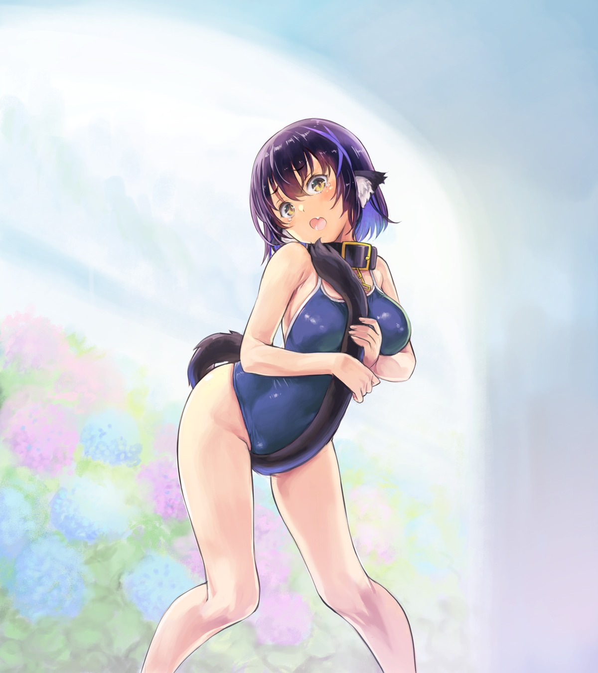 animal_ears kuroike_momimi mimi_ch. nekomimi ore_p_1gou school_swimsuit swimsuits tail