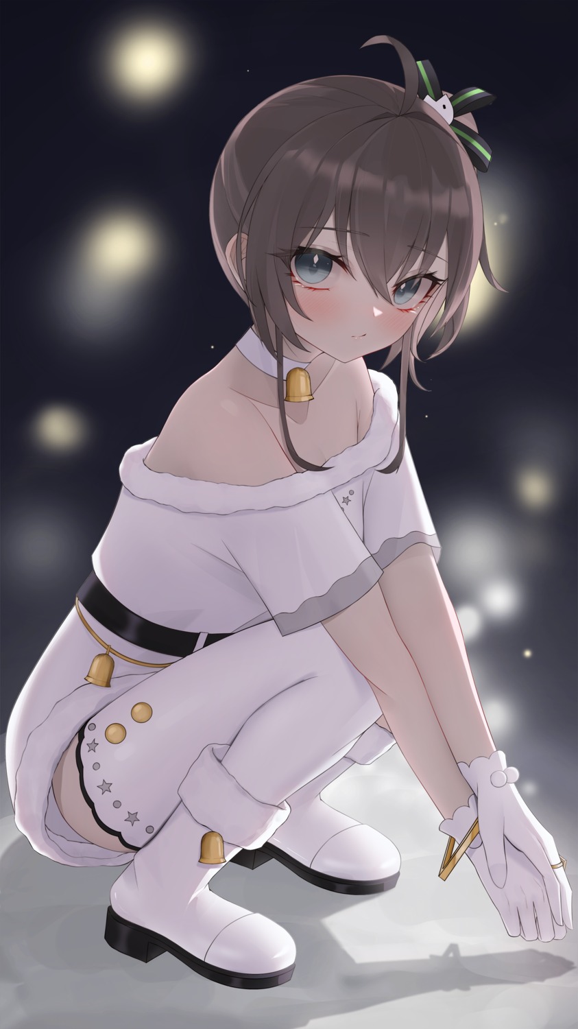 dress hololive natsuiro_matsuri no_bra skirt_lift thighhighs thomas_8000