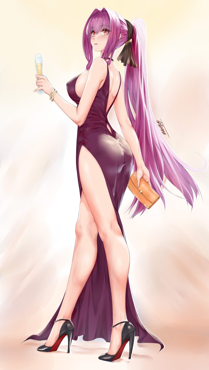 ass dress fate/grand_order heels no_bra scathach_(fate/grand_order) toyoman