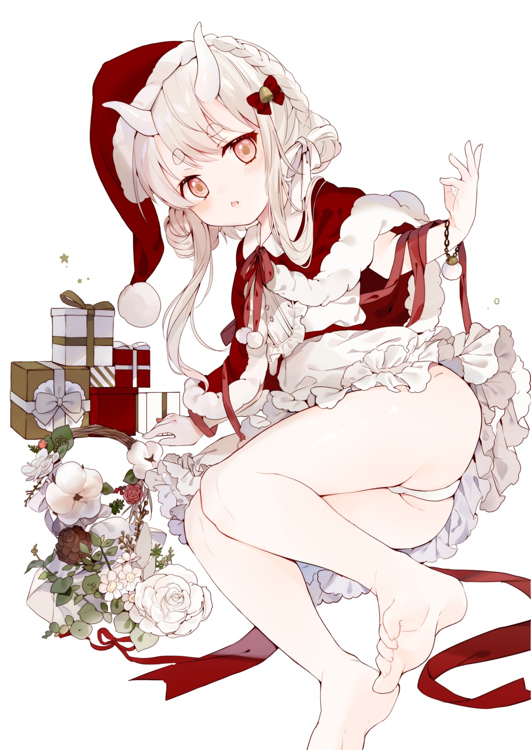 amafuyu christmas dress feet horns loli pantsu skirt_lift thong