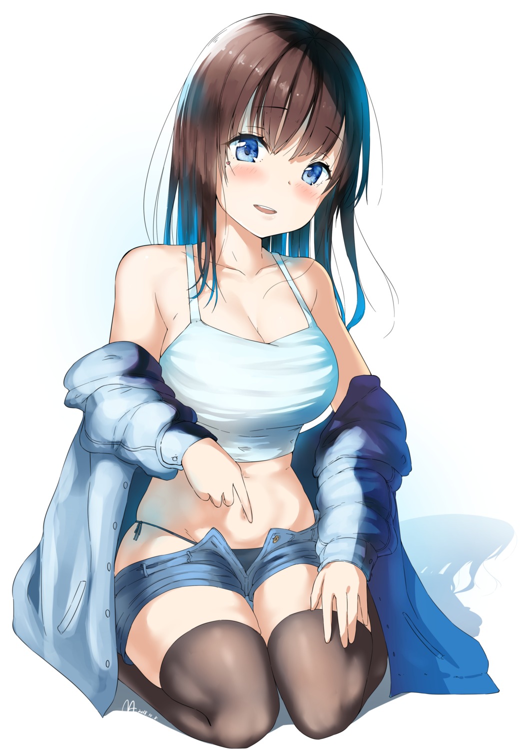 cleavage na_arva pantsu string_panties thighhighs