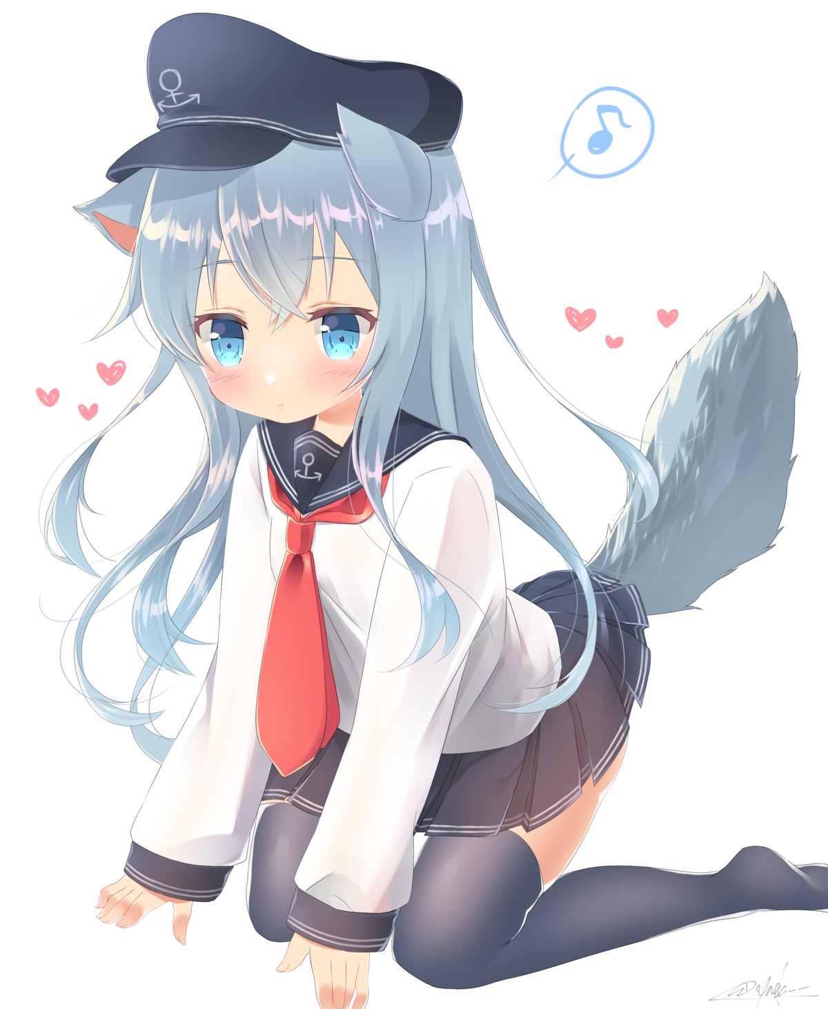 animal_ears hibiki_(kancolle) kantai_collection seifuku tail thighhighs yuu_zaki