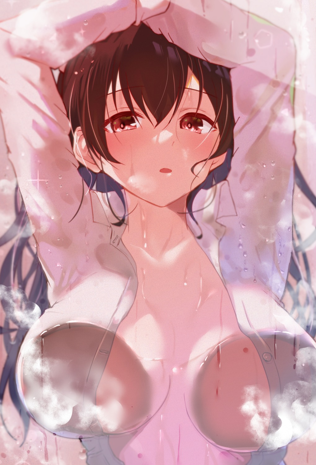 arito_arayuru dress_shirt no_bra see_through wet wet_clothes