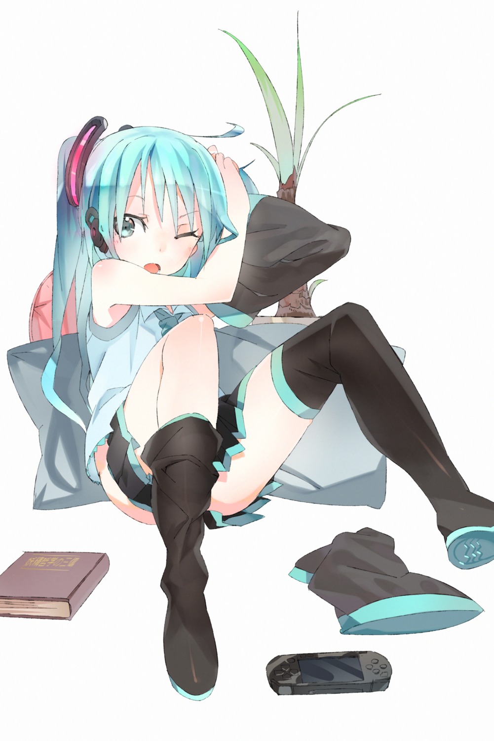 hatsune_miku karei nopan thighhighs vocaloid