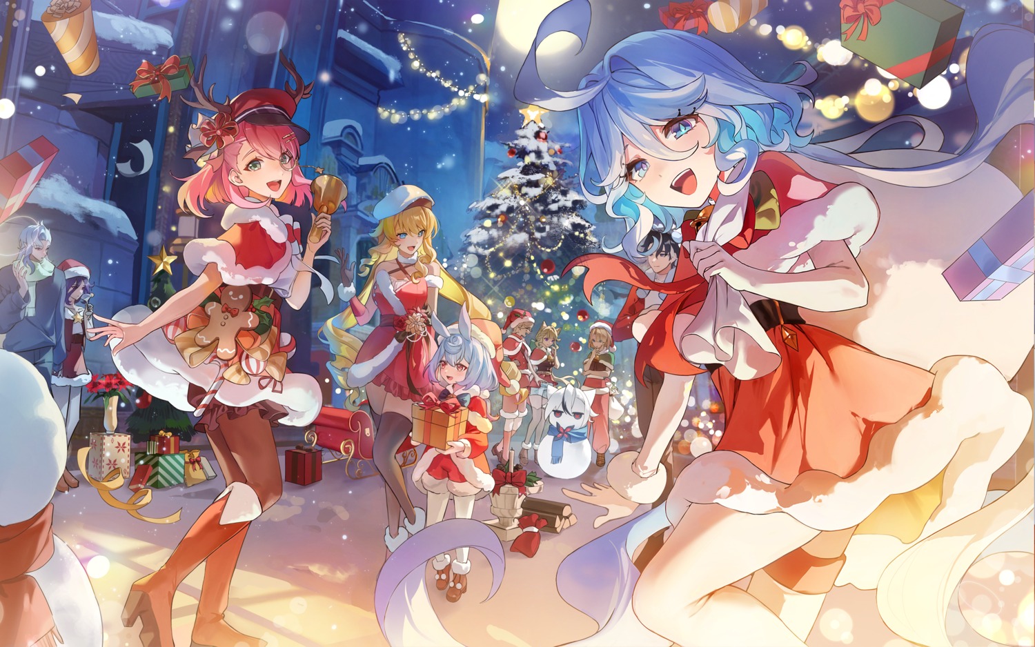 animal_ears bloomers charlotte_(genshin_impact) christmas clorinde datsha dress freminet furina garter genshin_impact heels horns lynette_(genshin_impact) lyney megane navia nekomimi neuvillette pantyhose sigewinne thighhighs wriothesley