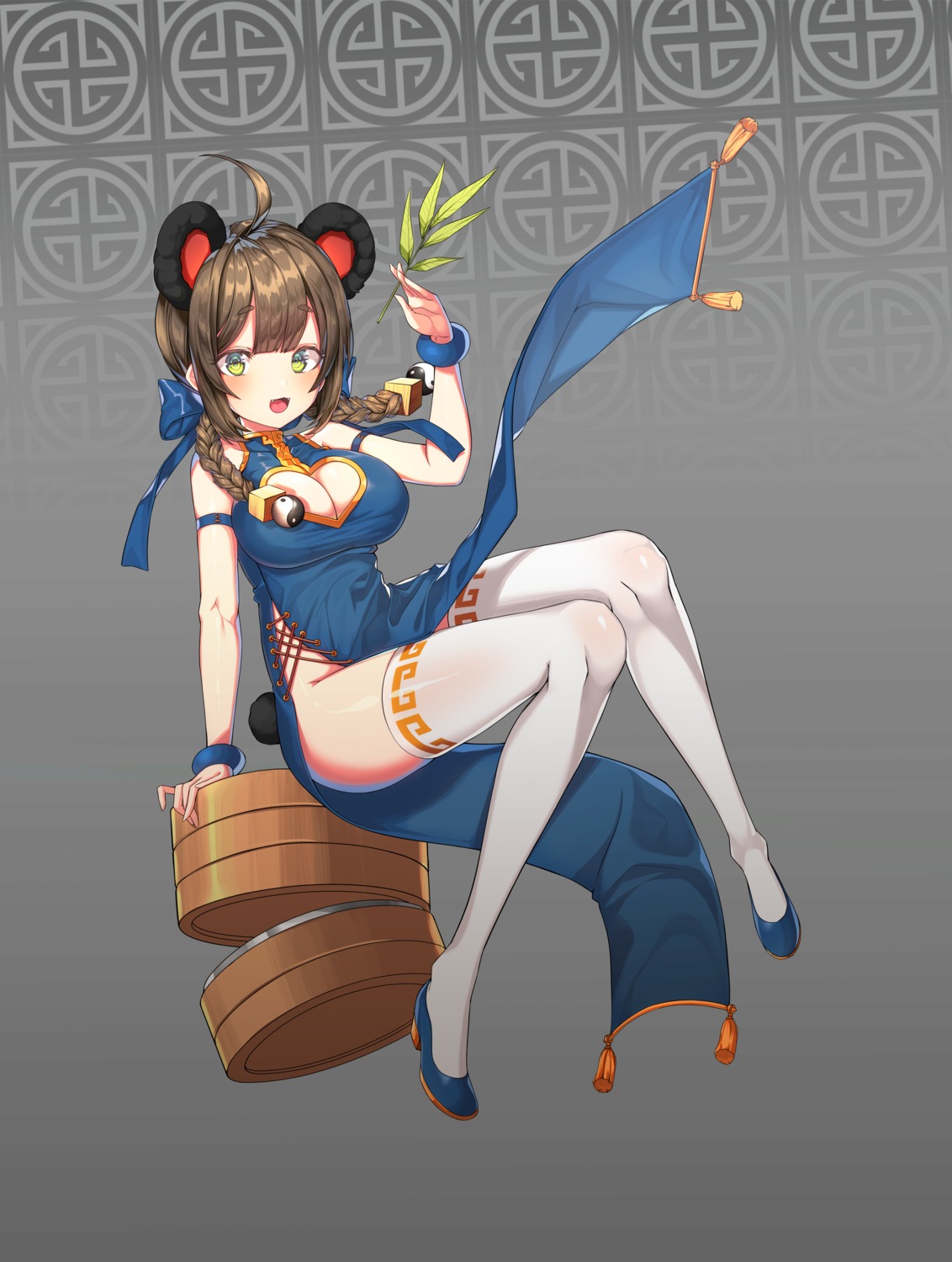 animal_ears chinadress cleavage heels kinos_(kw00789) nopan skirt_lift tail thighhighs