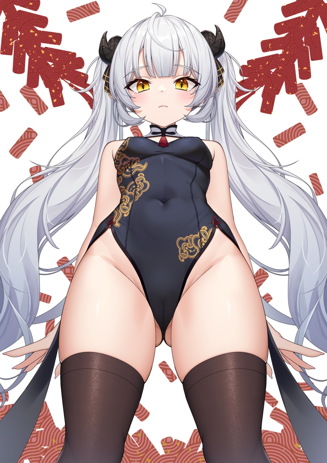 asian_clothes cameltoe horns leotard little_egg loli thighhighs