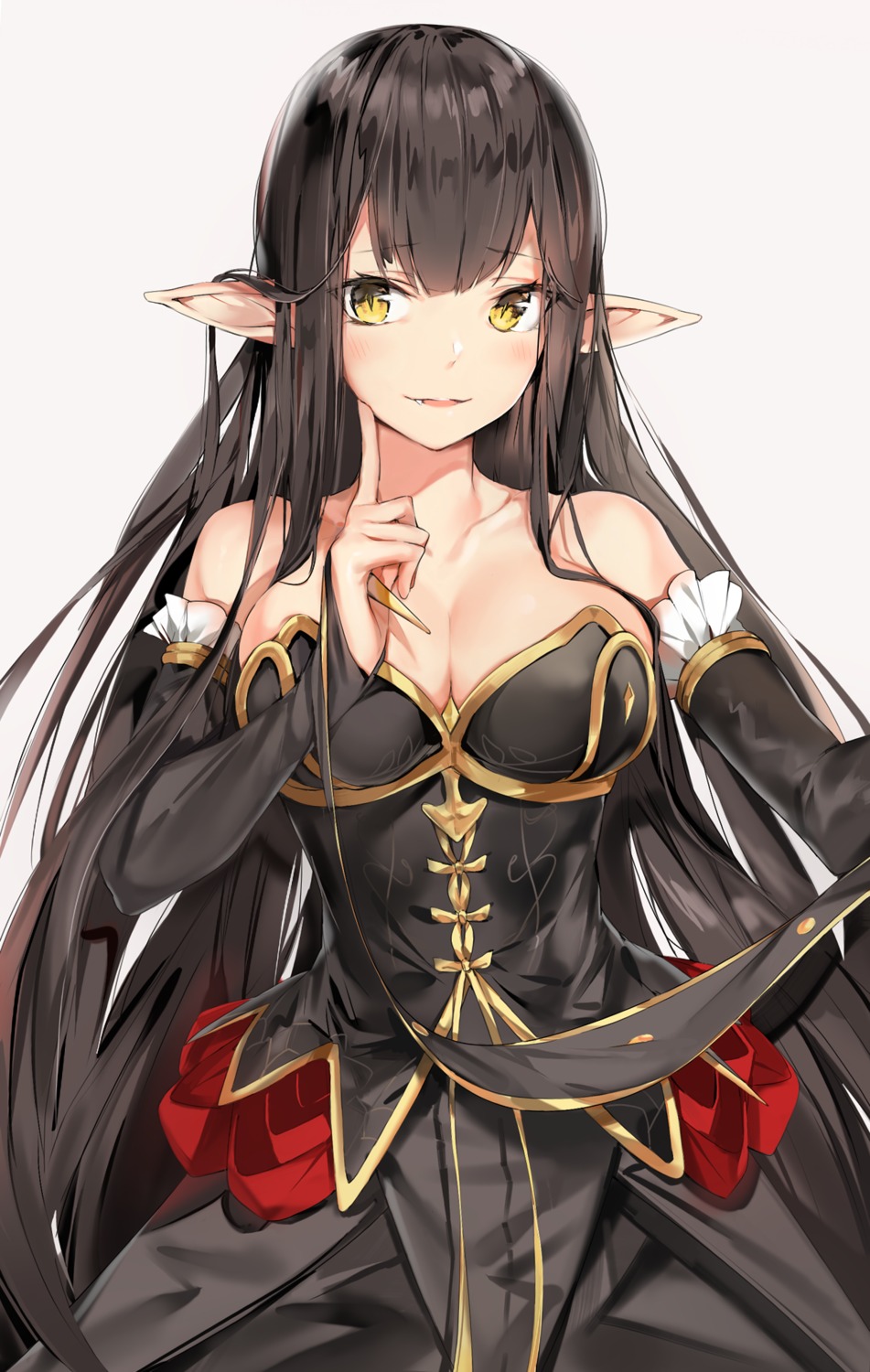cleavage dress fate/grand_order pointy_ears semiramis_(fate) silver_(chenwen)