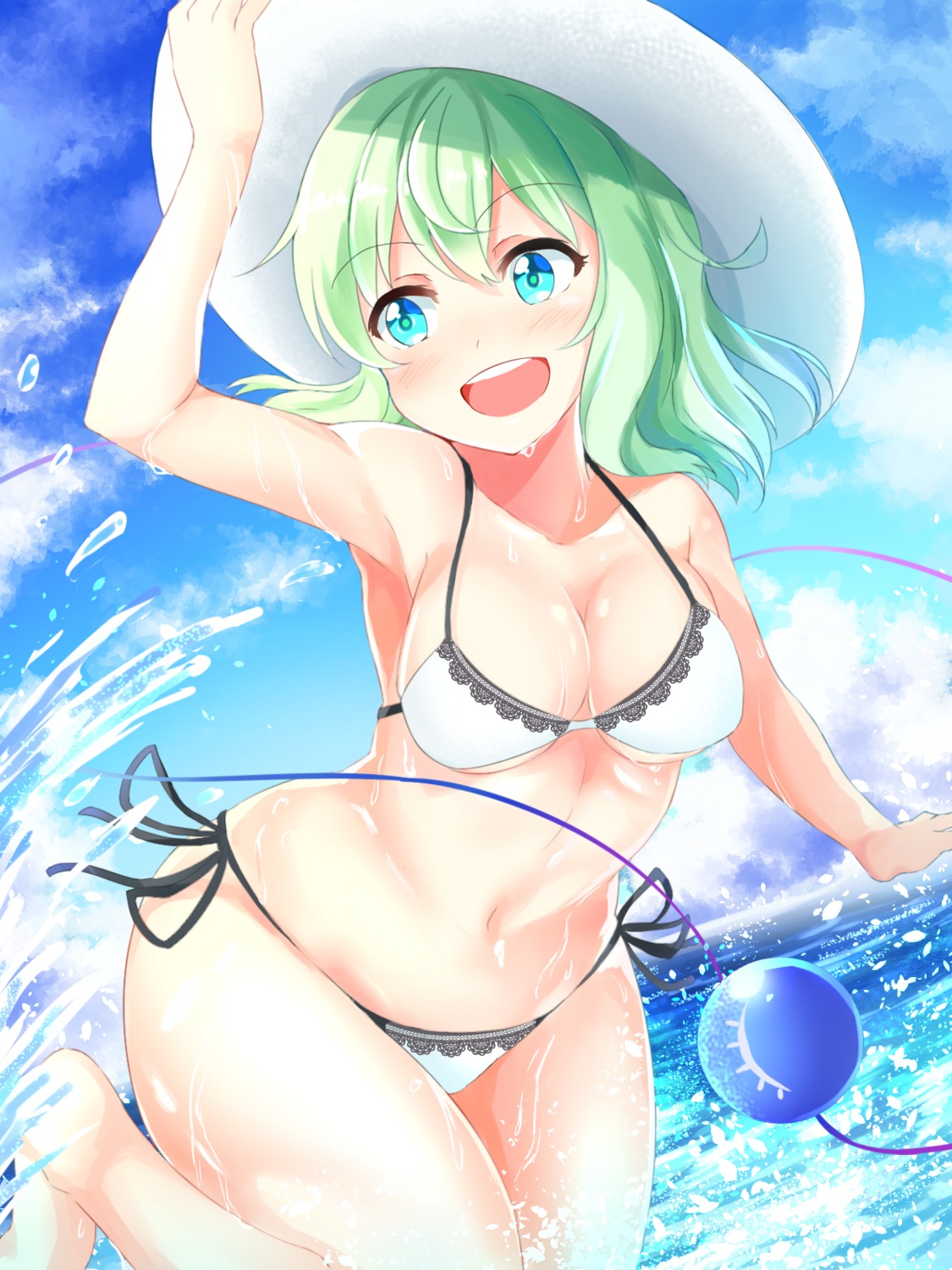 bikini komeiji_koishi nagomian swimsuits touhou underboob wet