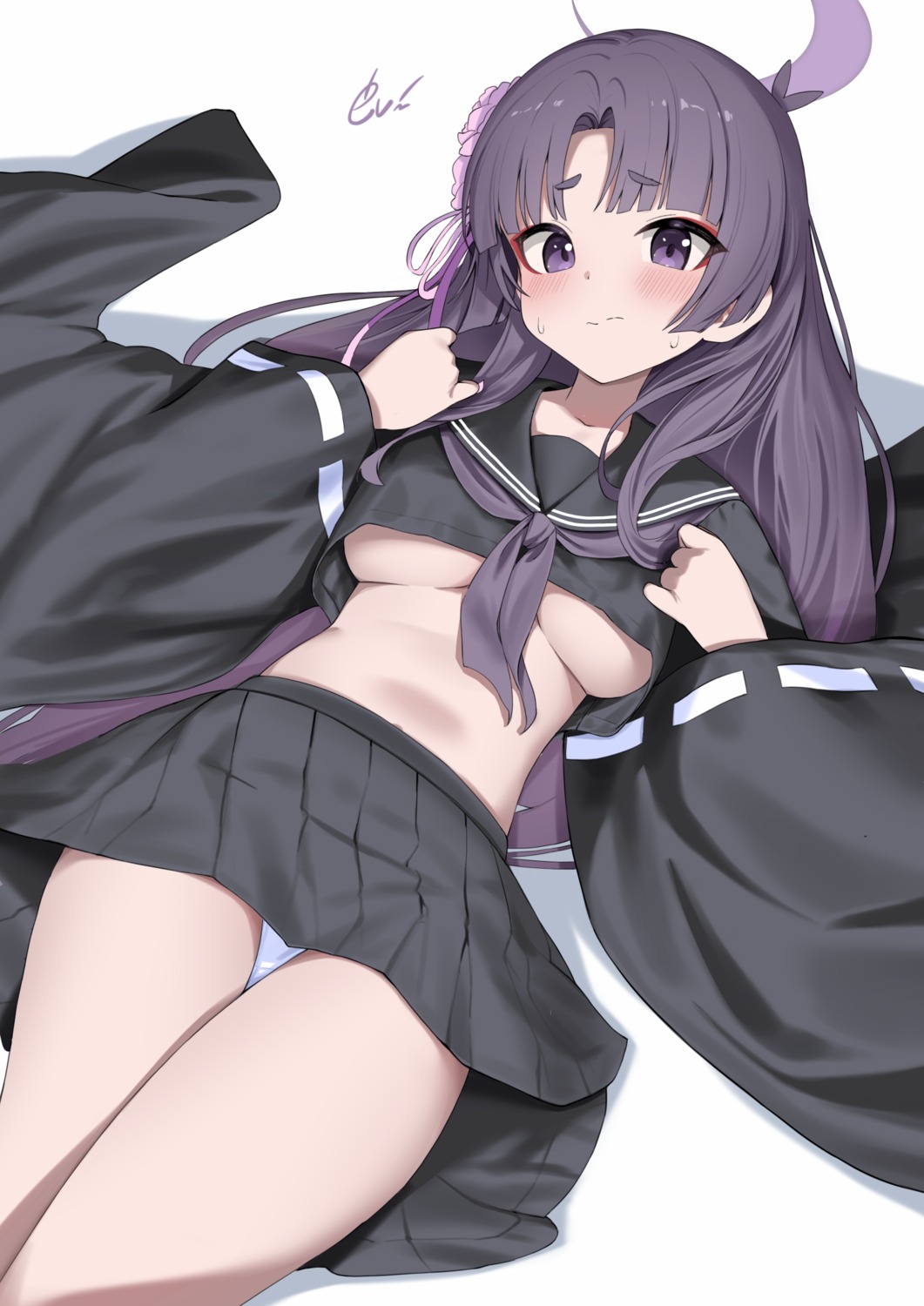 blue_archive dai00888 halo kadenokouji_yukari no_bra pantsu seifuku tagme underboob