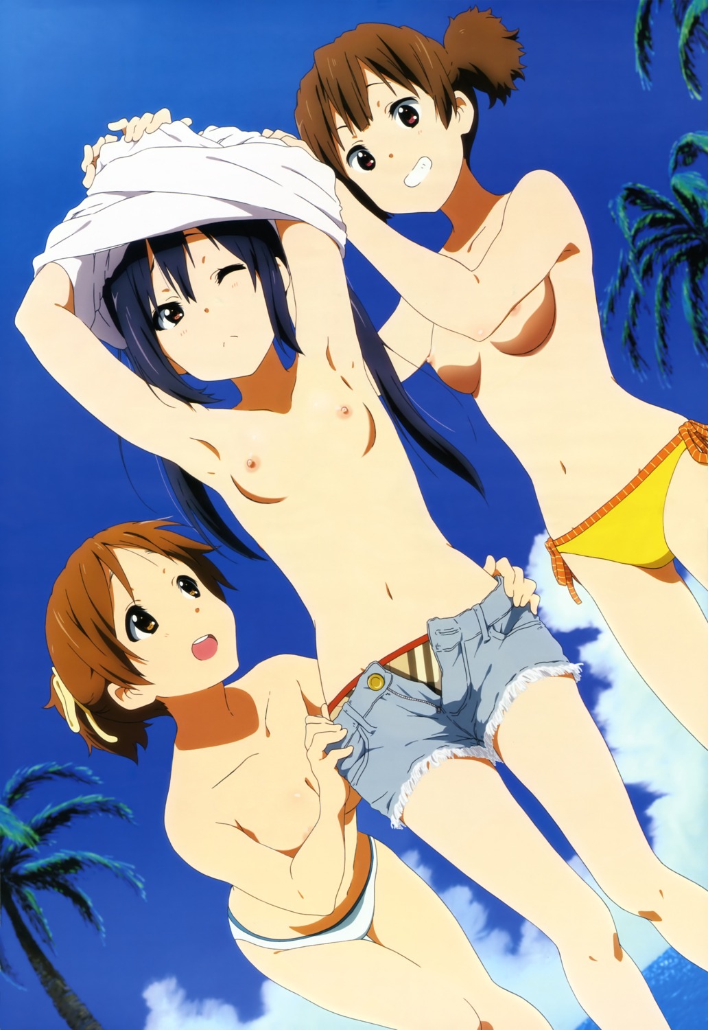 detexted hirasawa_ui iwasaki_nami k-on! loli nakano_azusa nipples photoshop suzuki_jun swimsuits topless undressing