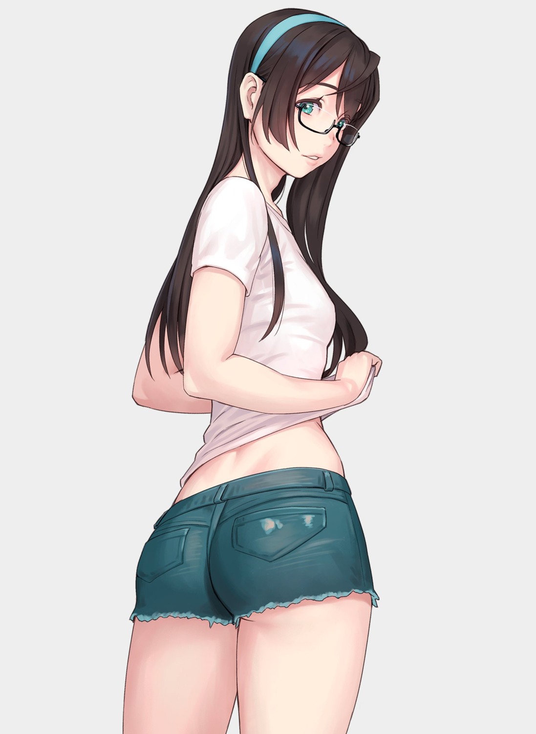ass kantai_collection megane ooyodo_(kancolle) shirt_lift torn_clothes undressing yuuji_(and)