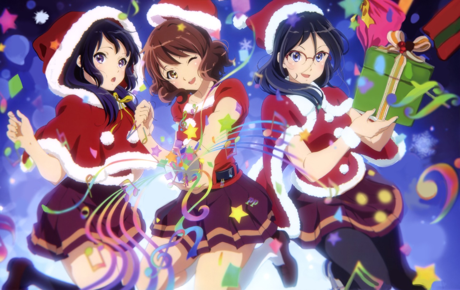 christmas detexted hado_maiko heels hibike!_euphonium kousaka_reina megane oumae_kumiko pantyhose seifuku tanaka_asuka thighhighs