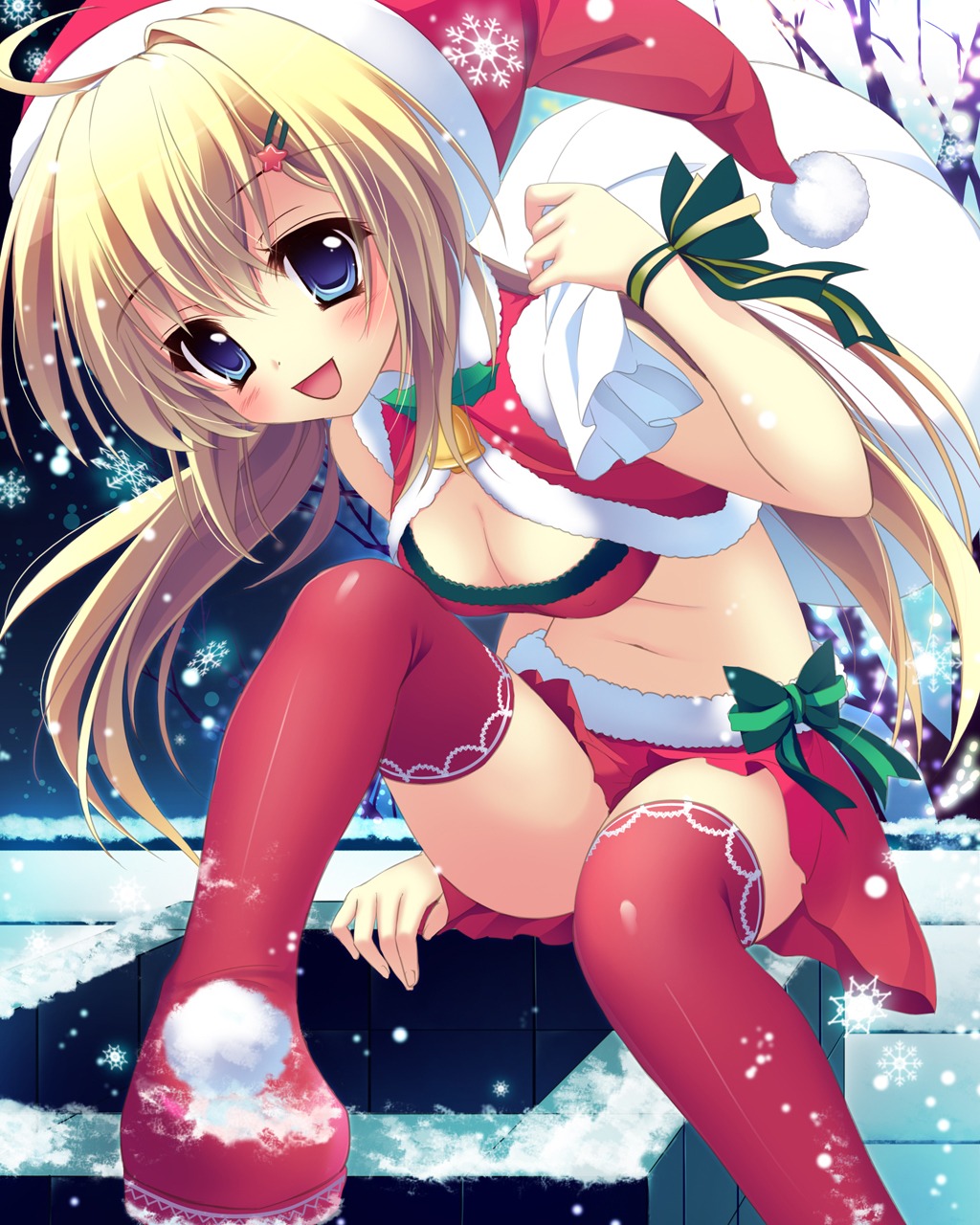 christmas cleavage shiramori_yuse thighhighs