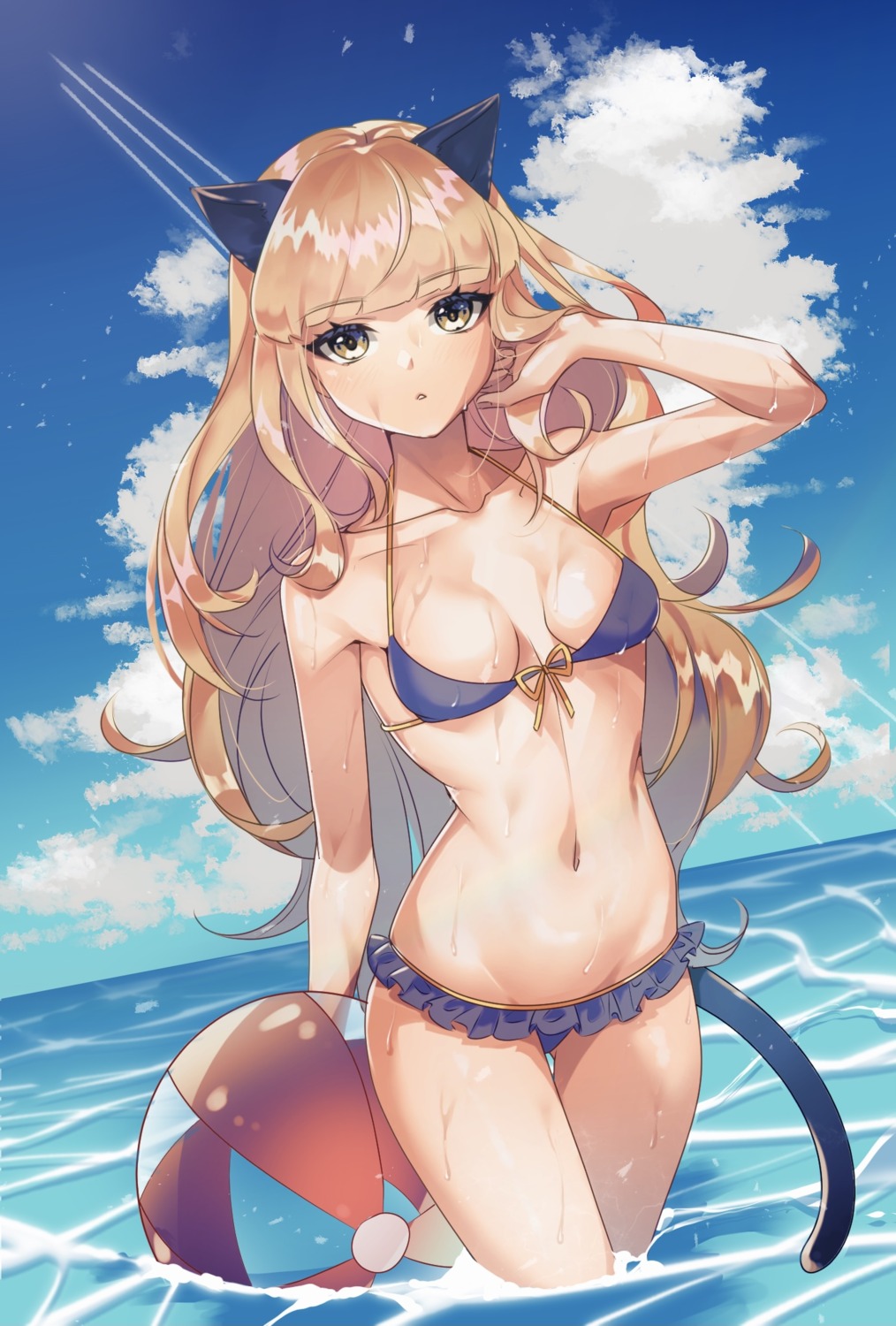 animal_ears bikini doromaso nekomimi perrine-h_clostermann strike_witches strike_witches:_operation_victory_arrow strike_witches_2 strike_witches_gekijouban swimsuits tail wet