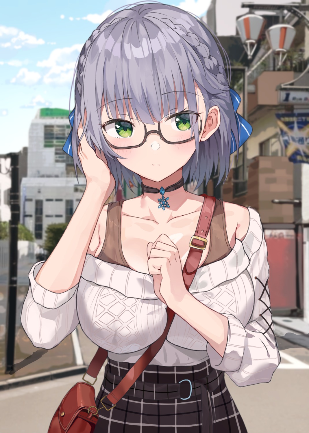 hololive megane shirogane_noel surrender sweater