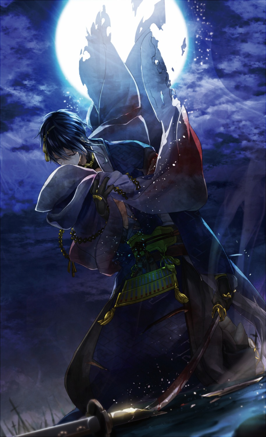 asian_clothes male mikazuki_munechika suz sword touken_ranbu