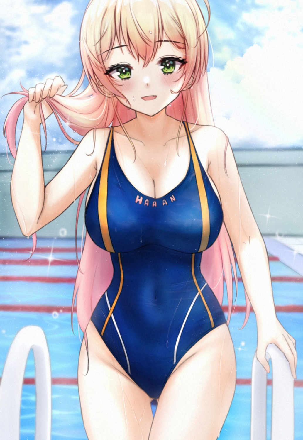 cleavage hololive mofu07519 momosuzu_nene swimsuits