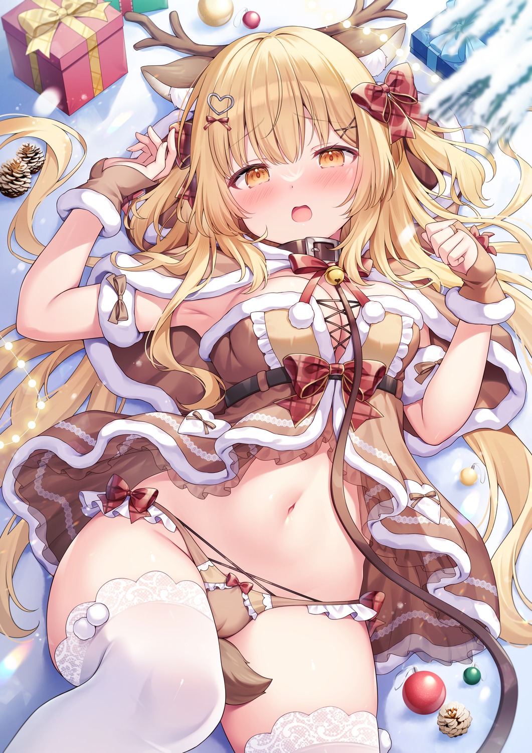 animal_ears cameltoe christmas horns no_bra pantsu see_through siooooono tail thighhighs