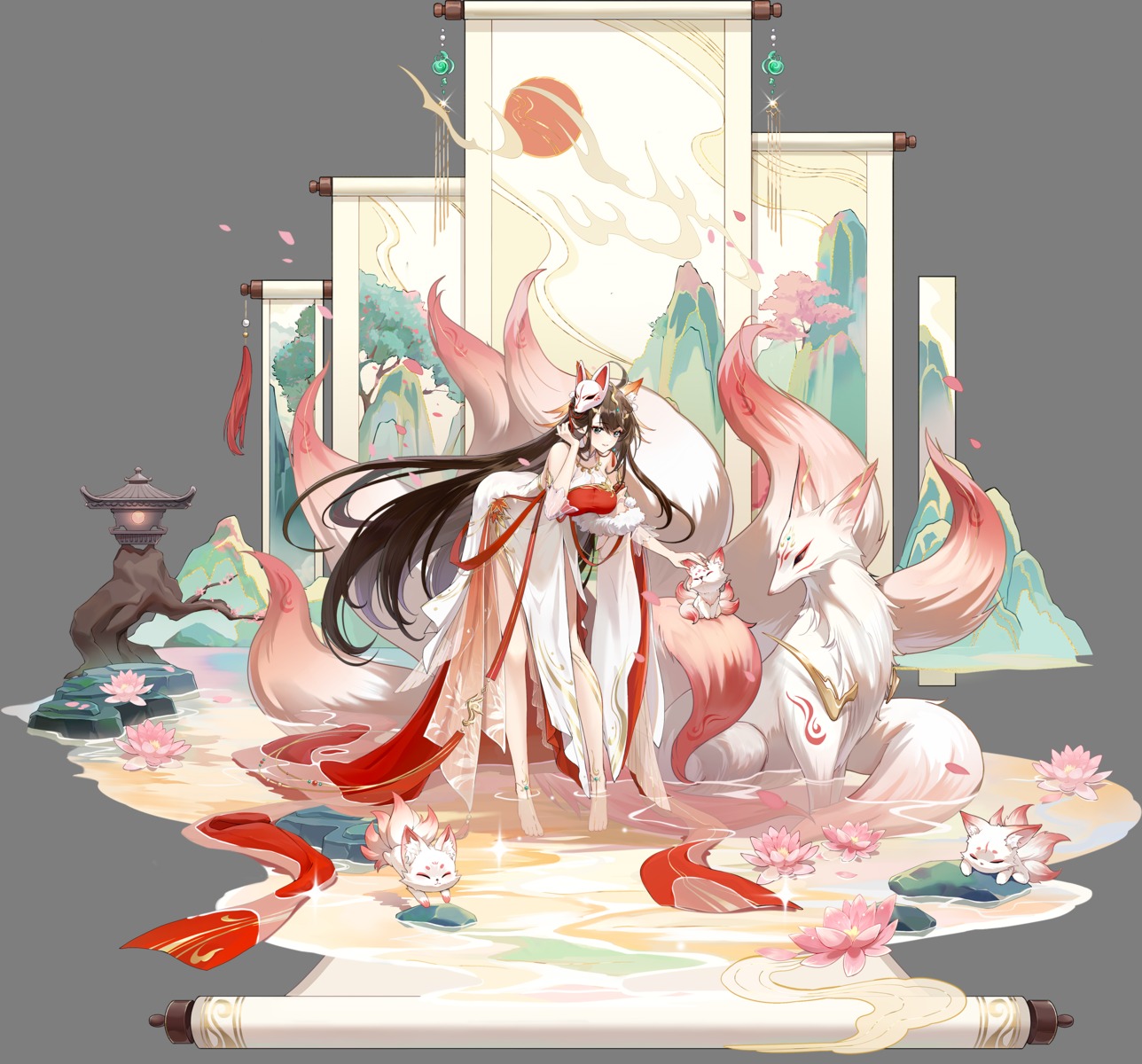 animal_ears chinadress kitsune tail transparent_png wet zuo600