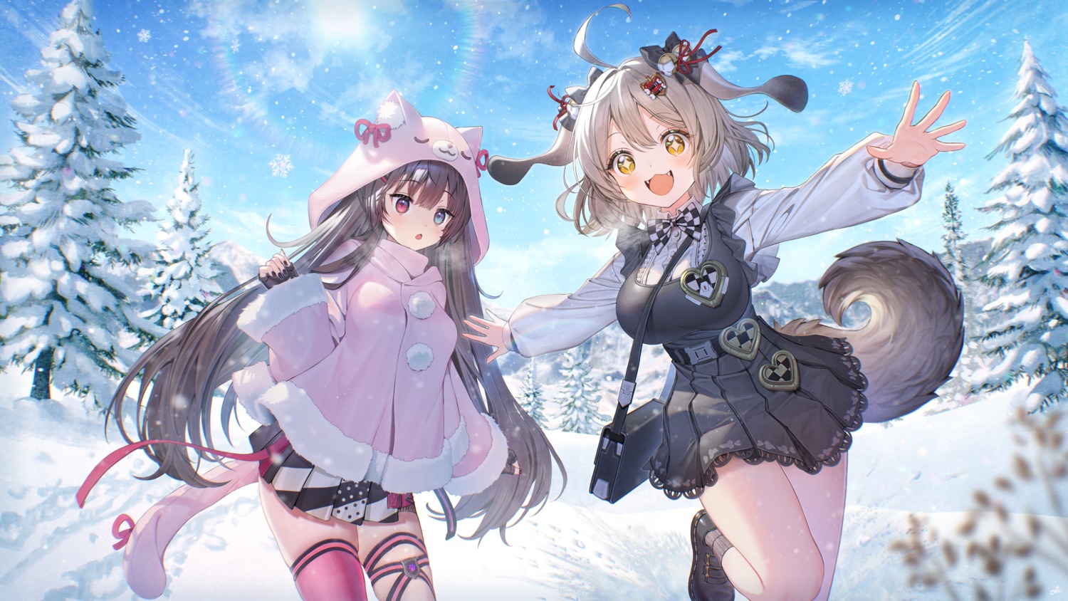 animal_ears biscuit_(nikke) garter goddess_of_victory:_nikke heterochromia nero_(nikke) oli tail thighhighs