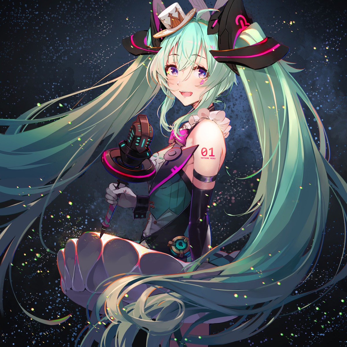 baisi_shaonian dress hatsune_miku magical_mirai tattoo vocaloid