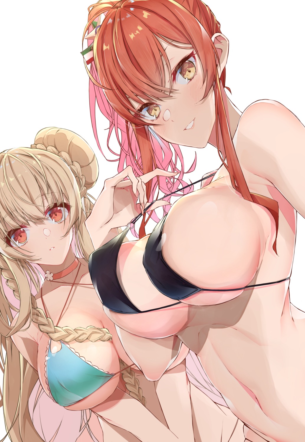 azur_lane bikini breast_hold e_sky_rugo erect_nipples formidable_(azur_lane) swimsuits zara_(azur_lane)