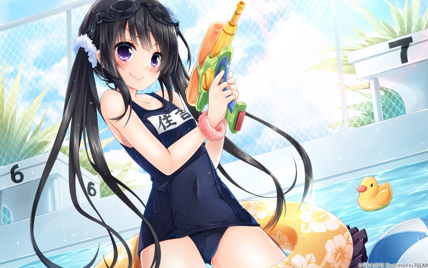 giga gun hatachi hotchkiss school_swimsuit sumiyoshi_nana swimsuits wallpaper wet