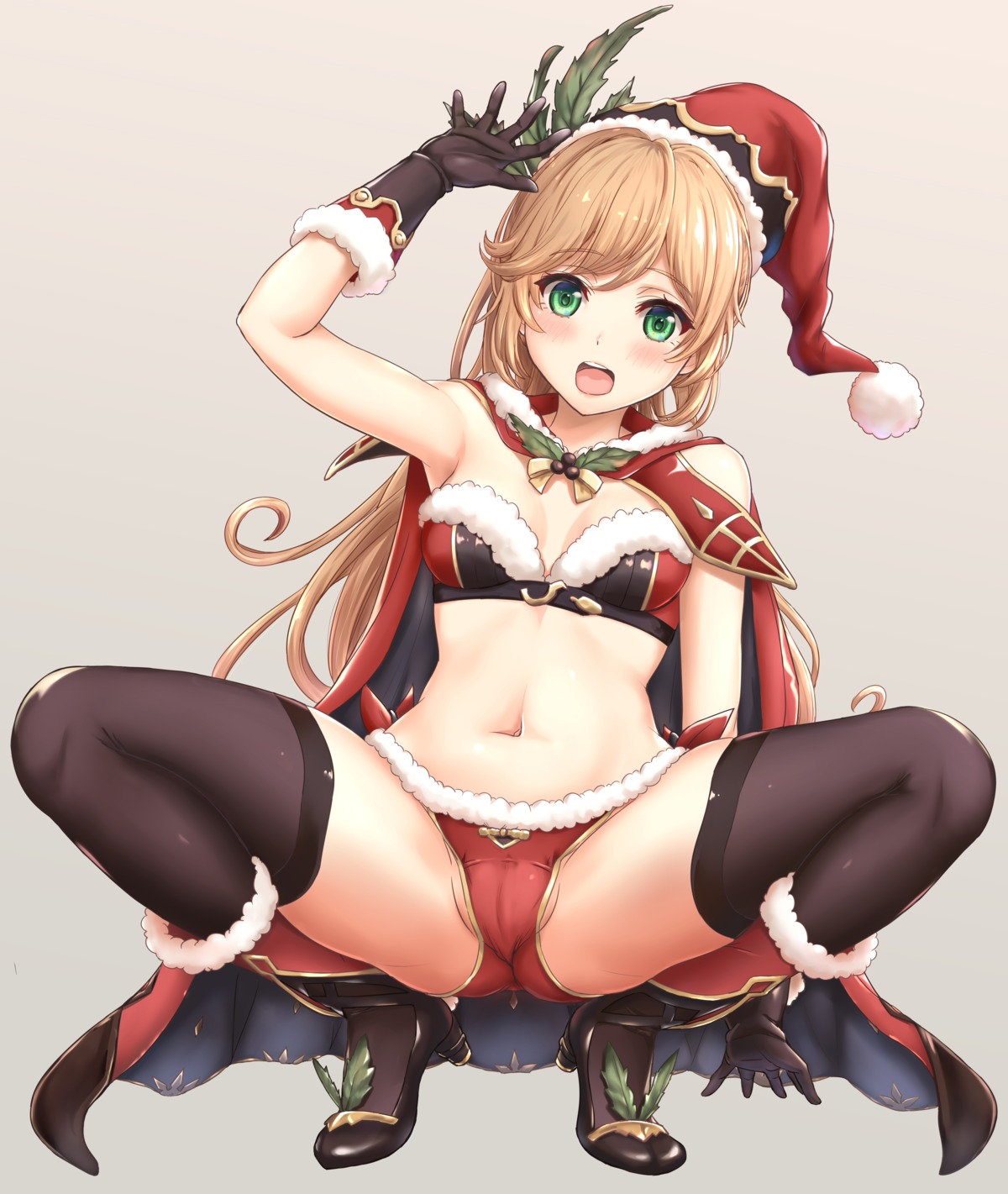 bra cameltoe christmas clarisse_(granblue_fantasy) cleavage granblue_fantasy heels inanaki_shiki pantsu thighhighs