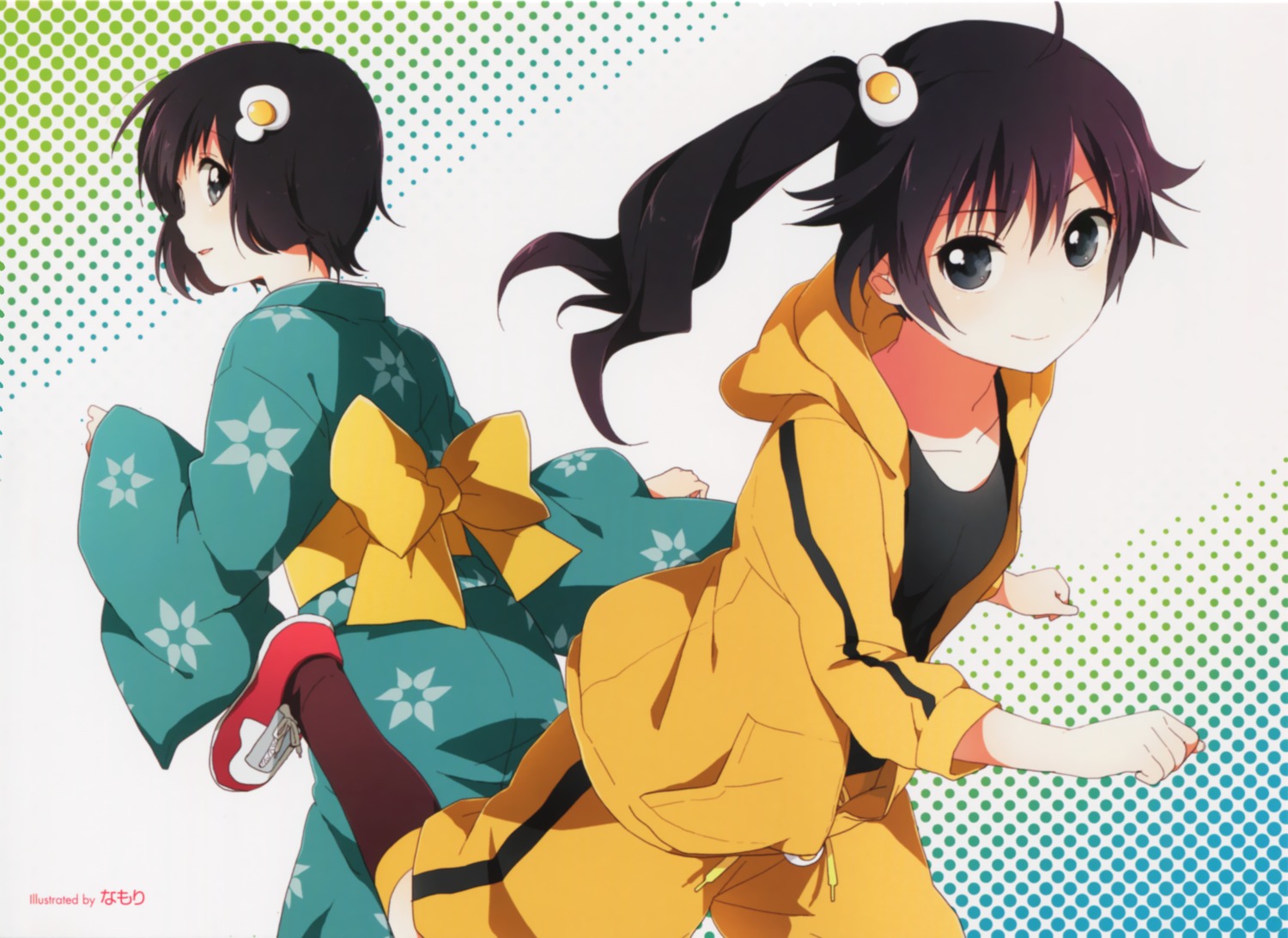 araragi_karen araragi_tsukihi bakemonogatari monogatari_(series) namori nisemonogatari yukata