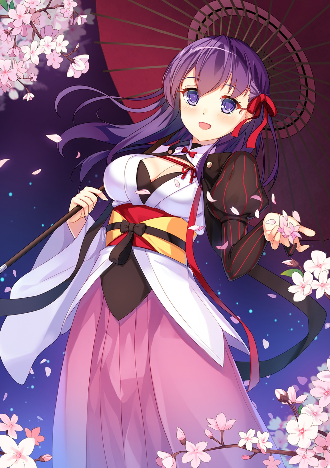 cleavage fate/grand_order fate/stay_night japanese_clothes matou_sakura umbrella yongheng_zhi_wu