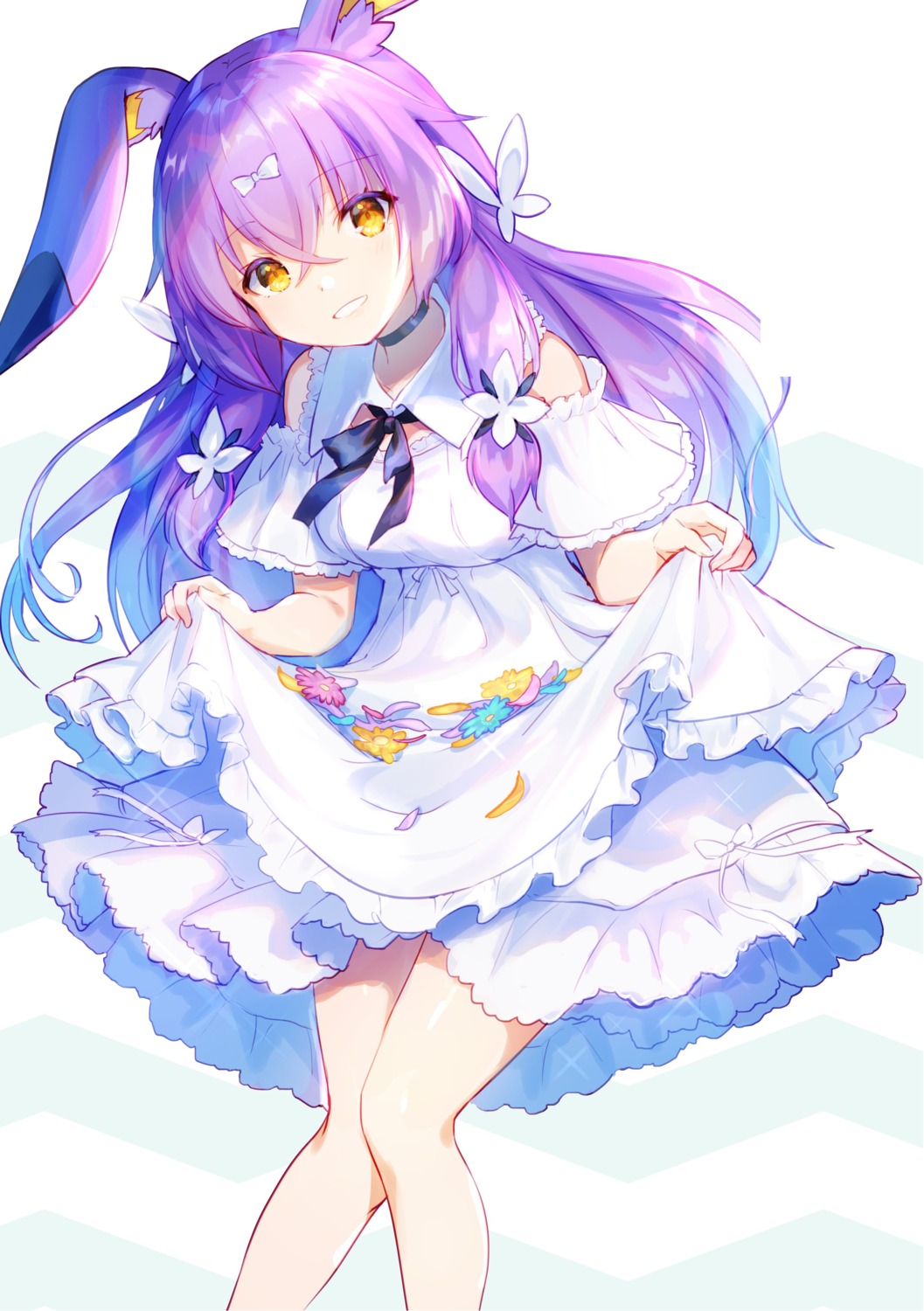 animal_ears bunny_ears dress hoshikawa_tefu kusou_code_plus skirt_lift tagme
