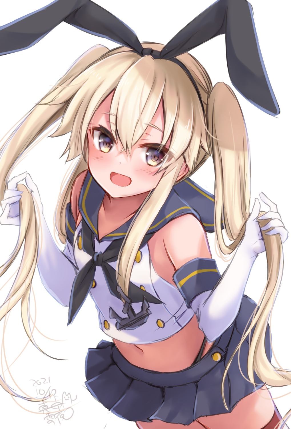 animal_ears bunny_ears kantai_collection mashiro_yukiya pantsu seifuku shimakaze_(kancolle) thighhighs