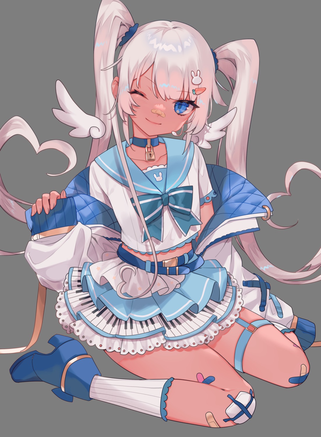 bandaid garter heels indie_virtual_youtuber sa9no seifuku transparent_png wings