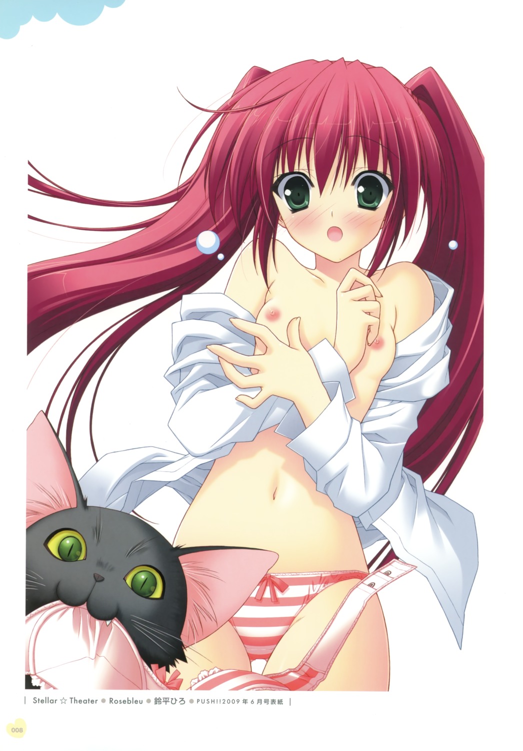 breasts izumi_sora neko nipples no_bra open_shirt pantsu shimapan stellar_theater suzuhira_hiro