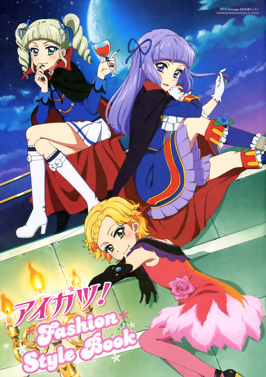 aikatsu! dress heels hikami_sumire pantyhose seifuku shinjou_hinaki toudou_yurika